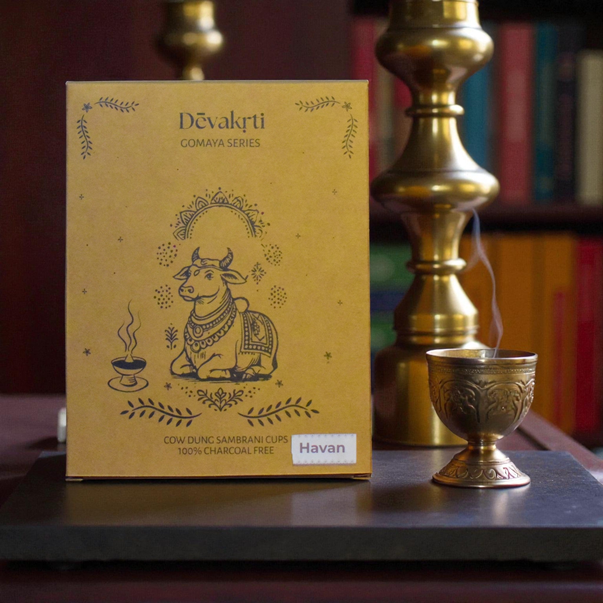 Havan Gomaya Dhoop Cups - Traditional Vedic Cow Dung Incense for Purification Rituals (Pack of 12)