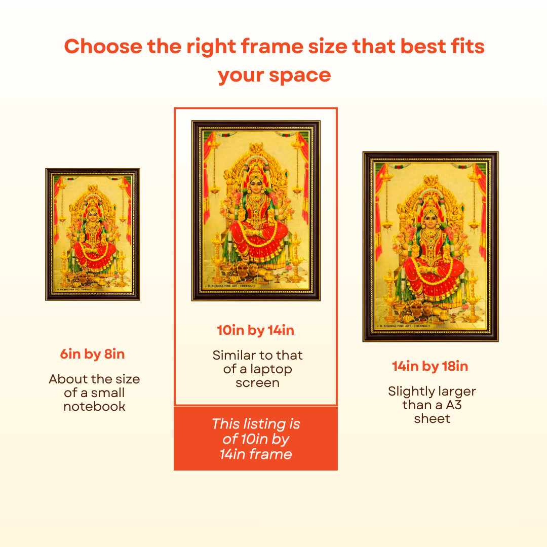 Hindu God Photo Frames for Pooja Room | Medium 10 x 14 in | Embossed Gold Foil