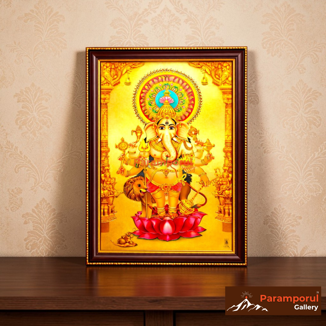 Hindu God Photo Frames for Pooja Room | Medium 10 x 14 in | Embossed Gold Foil